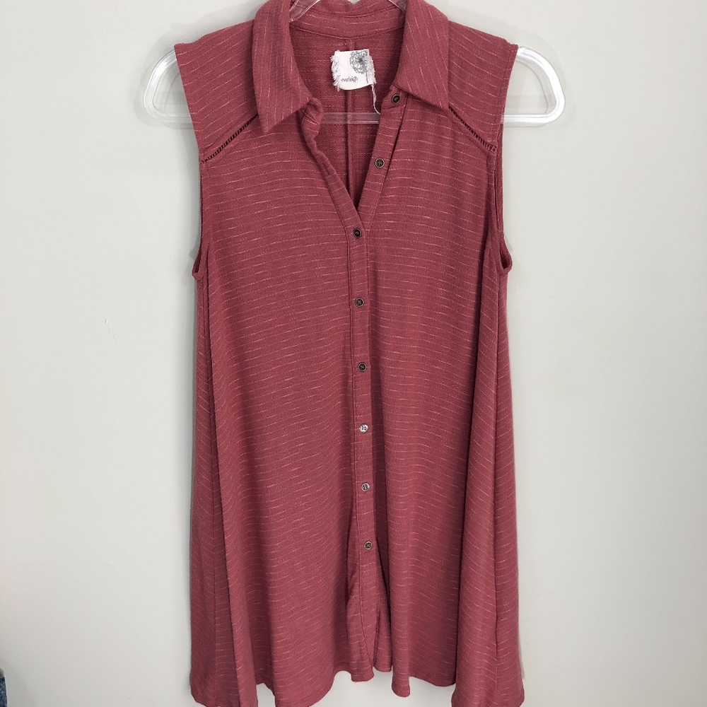 Everleigh Anthropologie Button Down Tunic Top‎ S